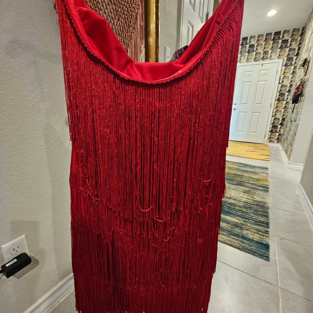 Fashion Nova Red Fringe Mini Dress